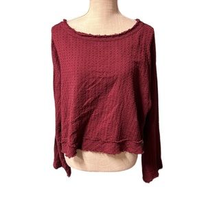 Free People Waking In Hueco Long Sleeve Shirt Sweater Blouse Crop Womens Size S